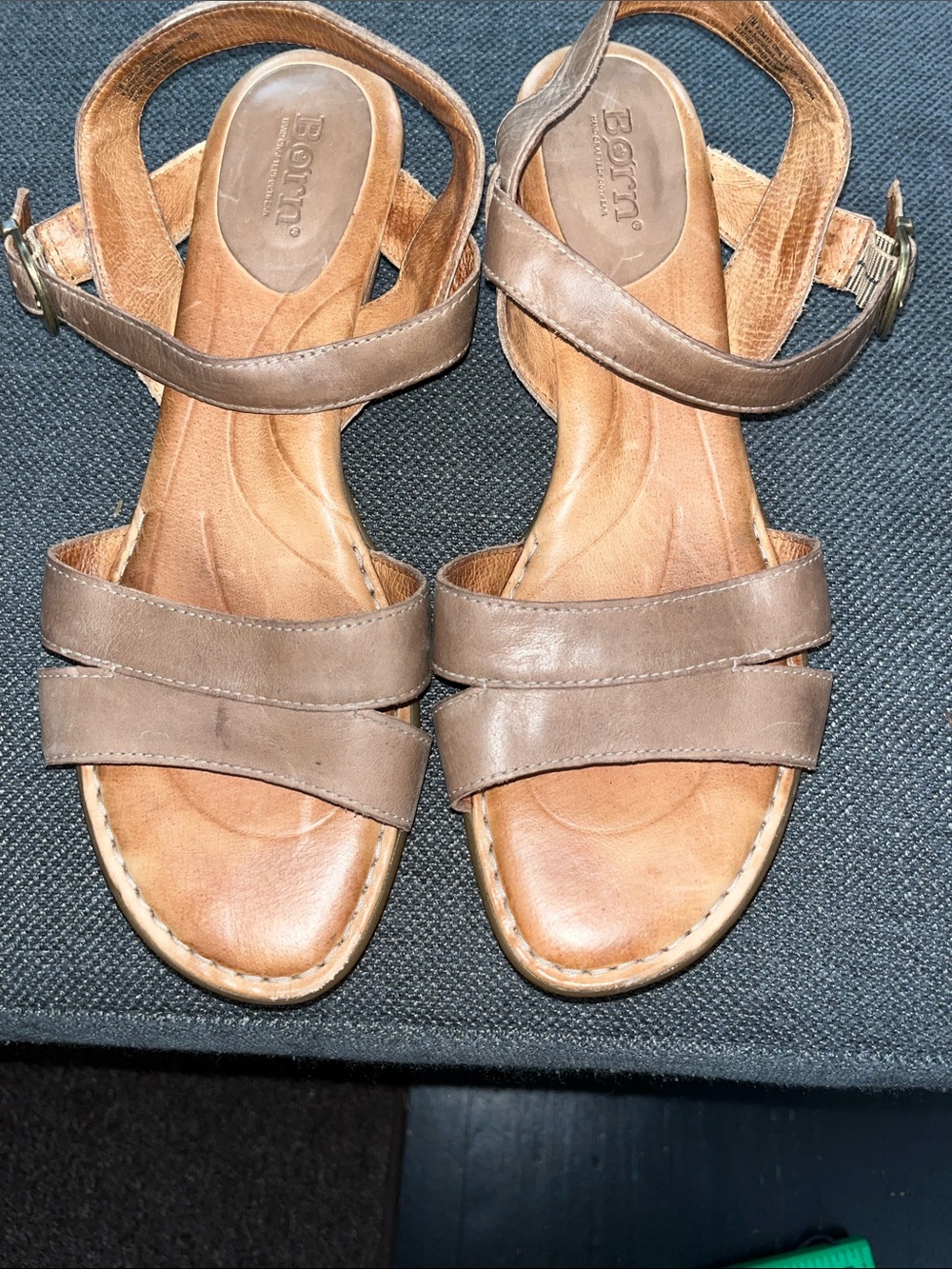 Born Taupe Leather Strappy Sandals
